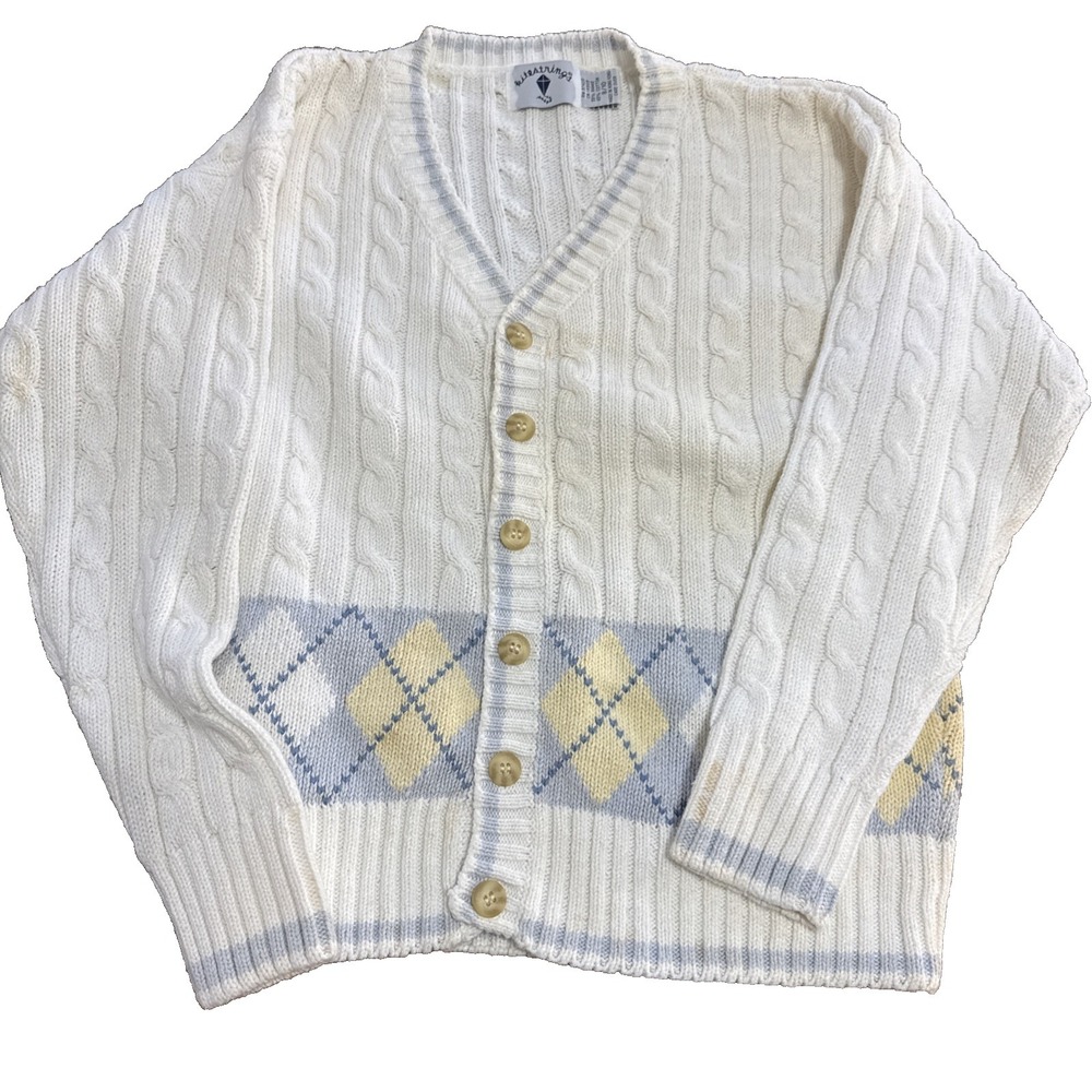Kitestrings Boys Size 8/10 Argyle Sweater Cardigan Button Down Cable knit NEW